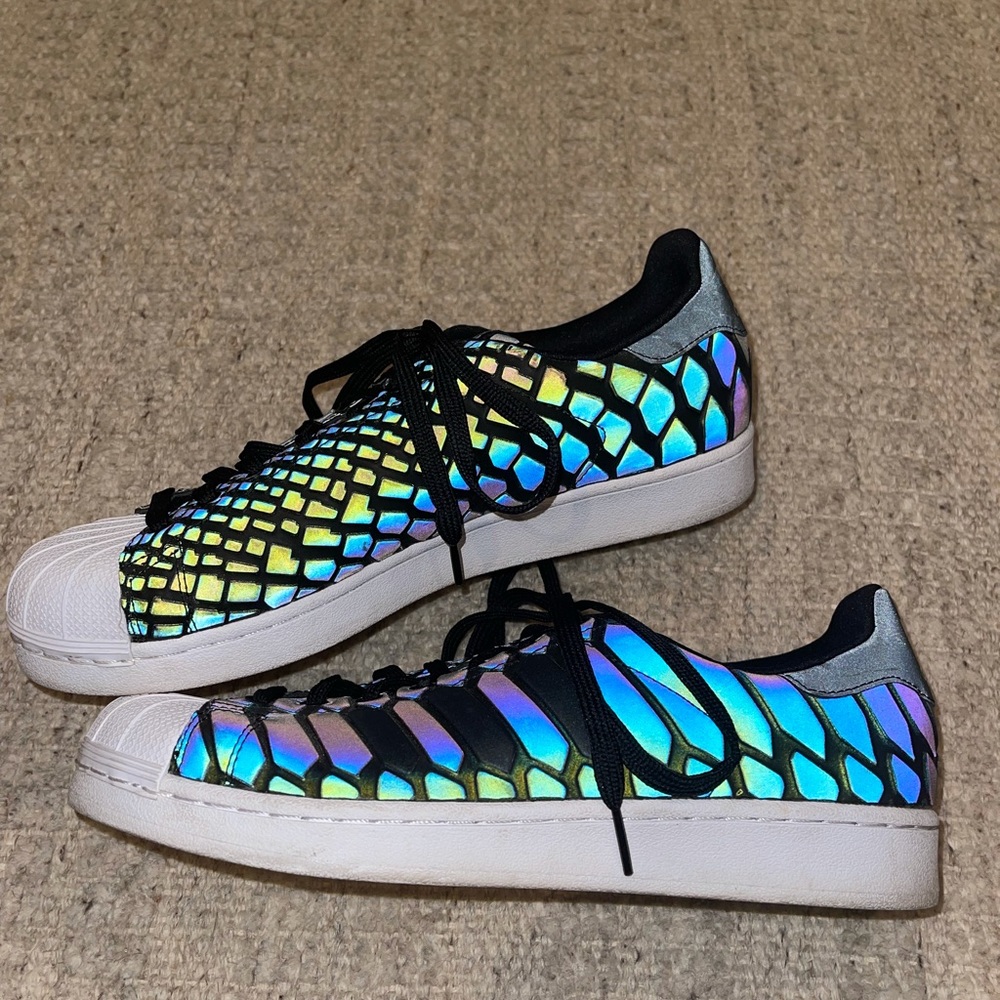 Adidas Superstar Xeno Reflective Black Mens Snakeskin Sneakers Shoes. Sz 10